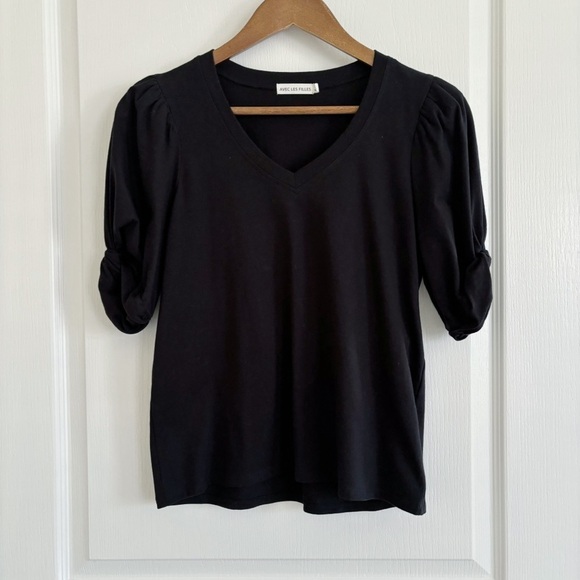 Avec Les Filles Puff Sleeve Top Small Black - Picture 1 of 7